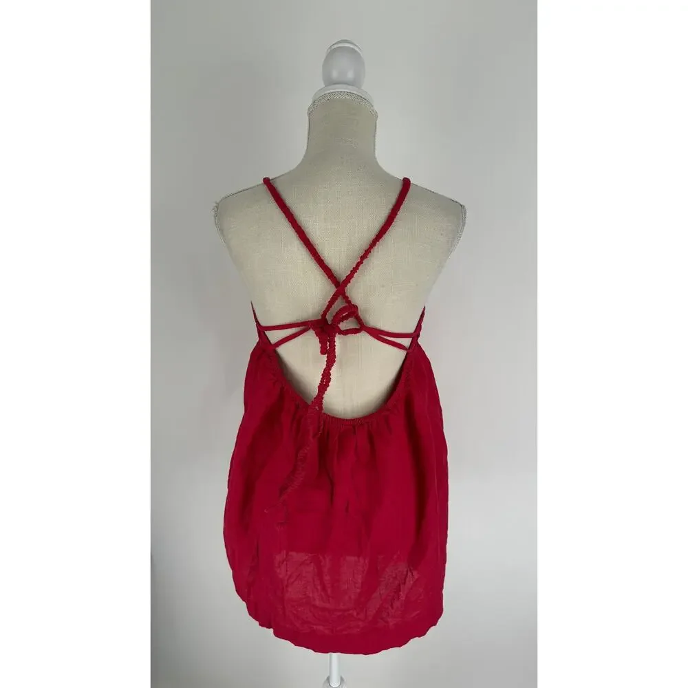 Free People Tell All Mini Dress Womens Medium Red Sleeveless New Low Back - Picture 7 of 13